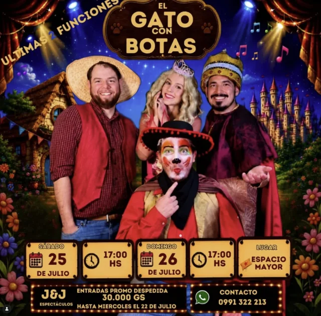 Afiche de «El gato con botas» en la cartelera teatral de julio